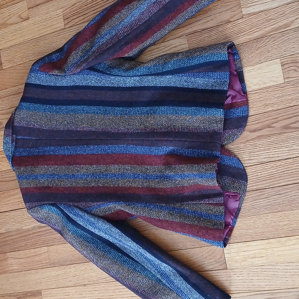 Hannington Boston Striped Multicolored 100% Wool Blazer ■ Size S - Picture 7 of 9